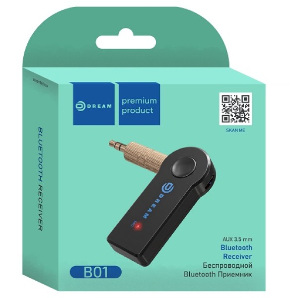 Ресивер Bluetooth DREAM B01 (AUX, микрофон), черный